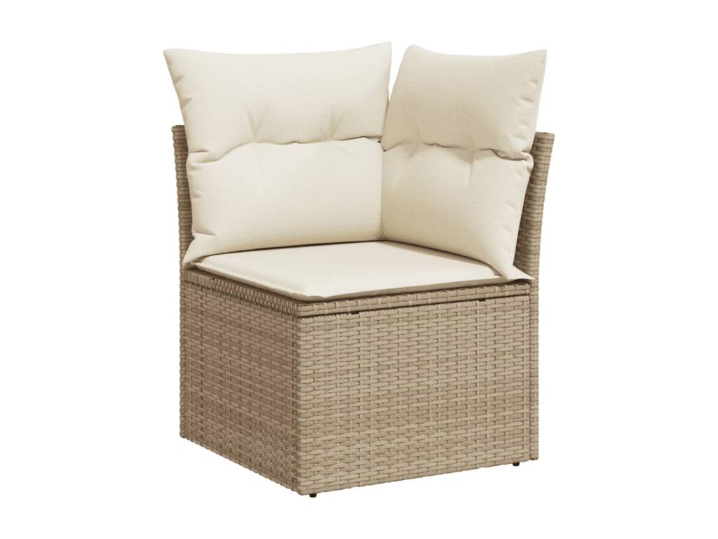 12-piece beige resin wicker garden furniture set with cushions GGJE66876