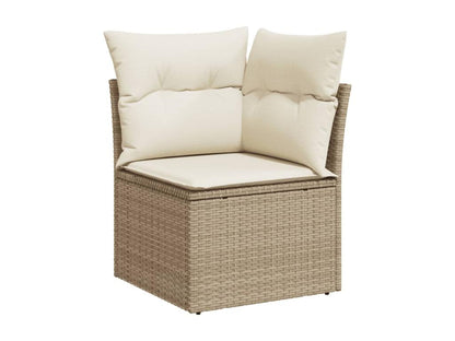 12-piece beige resin wicker garden furniture set with cushions GGJE66876