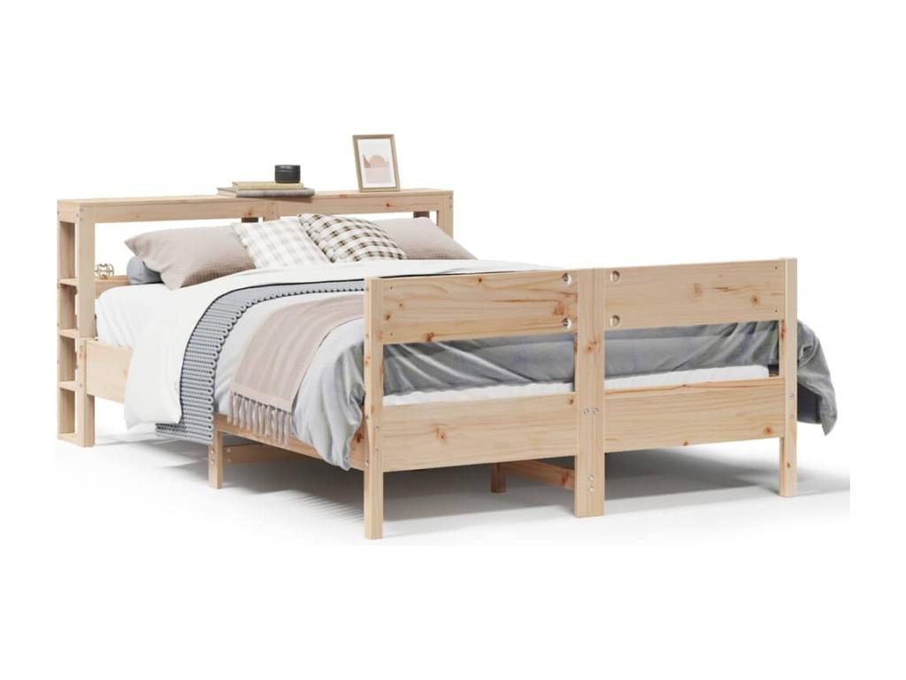 Bed frame without mattress 140x200 cm solid pine wood TLNL13529