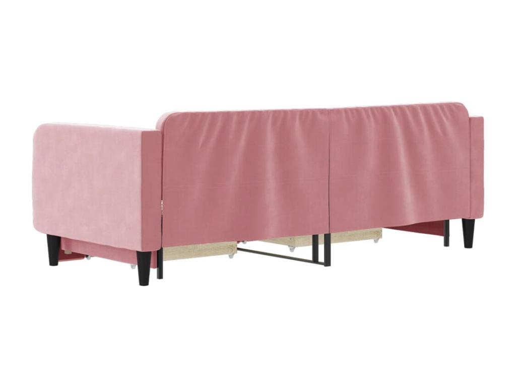 Daybed with pull-out bed and drawers, without mattress, pink, 90x200 cm