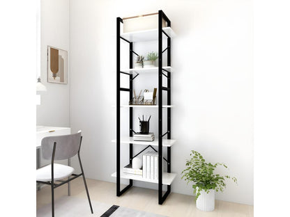 5-Tier Bookshelf, White, 60x30x175 cm, Engineered Wood