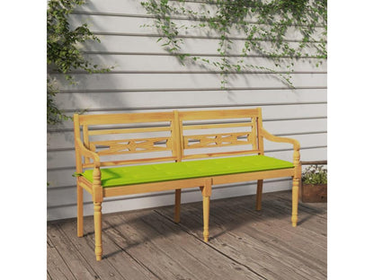 Laviecasa bench with bright green cushion, 150 cm, solid teak wood, UABZ88572
