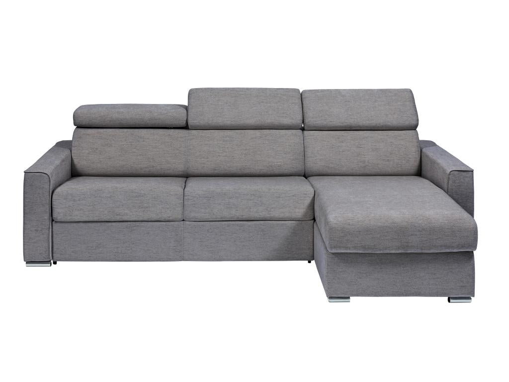 Reversible corner sofa bed in grey fabric - 160 cm sleeping area - 14 cm mattress - Meublori