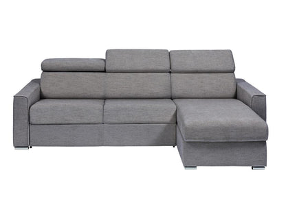 Reversible corner sofa bed in grey fabric - 160 cm sleeping area - 14 cm mattress - Meublori