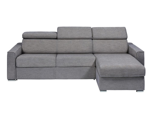 Reversible corner sofa bed in grey fabric - 160 cm sleeping area - 14 cm mattress - Meublori