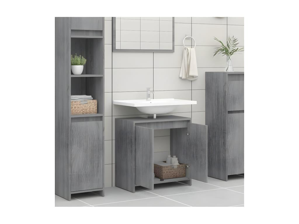 Meublori grey bathroom cabinet 60x33x61 Engineered wood