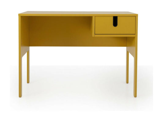 Meublori - Wooden desk with 1 drawer, 105cm wide, Mustard yellow