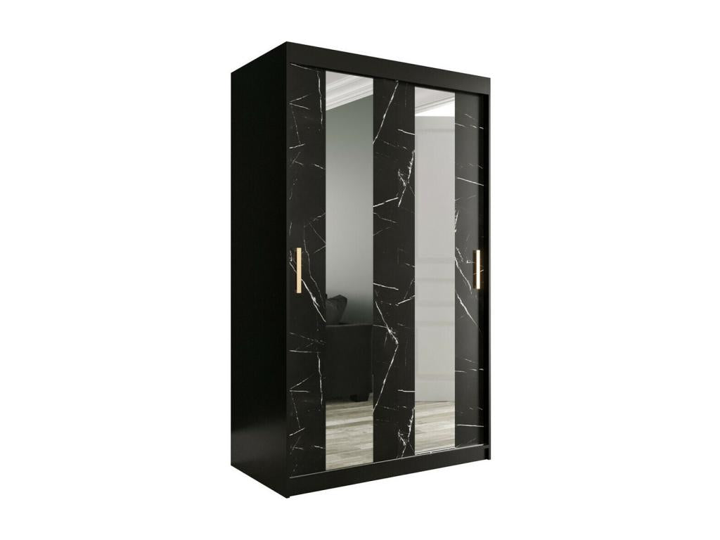 Laviecasa 241 Black Marble Wardrobe - Matte Black 200x120x62cm Sliding Wardrobe Doors IKKK72563