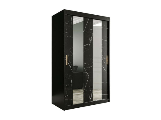 Laviecasa 241 Black Marble Wardrobe - Matte Black 200x120x62cm Sliding Wardrobe Doors IKKK72563