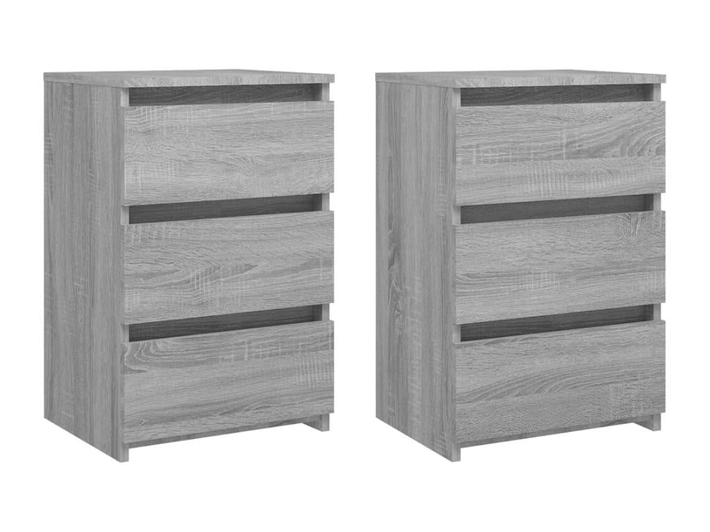 Laviecasa 2-piece bedside tables, grey, 40x35x62.5cm, engineered wood, FAWT94603