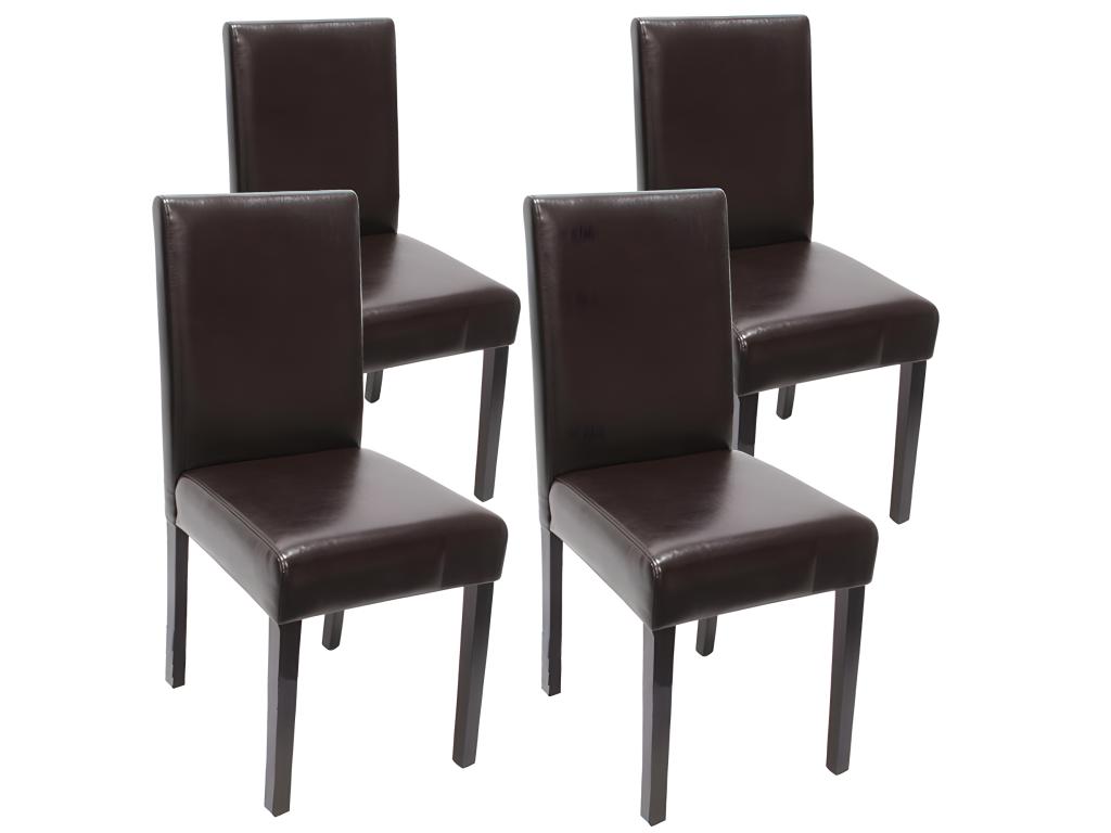 Meubiana dining chair, set of 4, brown bonded leather, dark legs