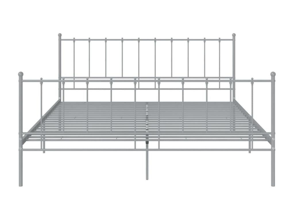 Bed frame without mattress, grey metal, 200x200 cm
