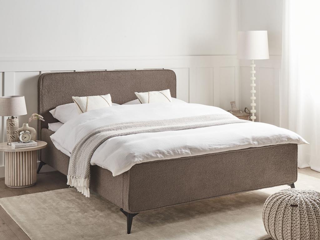 Bed with Bouclé Laviecasa 160x200 cm Brown Slatted Base ASED20009