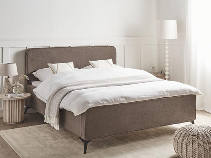 Bed with Bouclé Laviecasa 160x200 cm Brown Slatted Base ASED20009