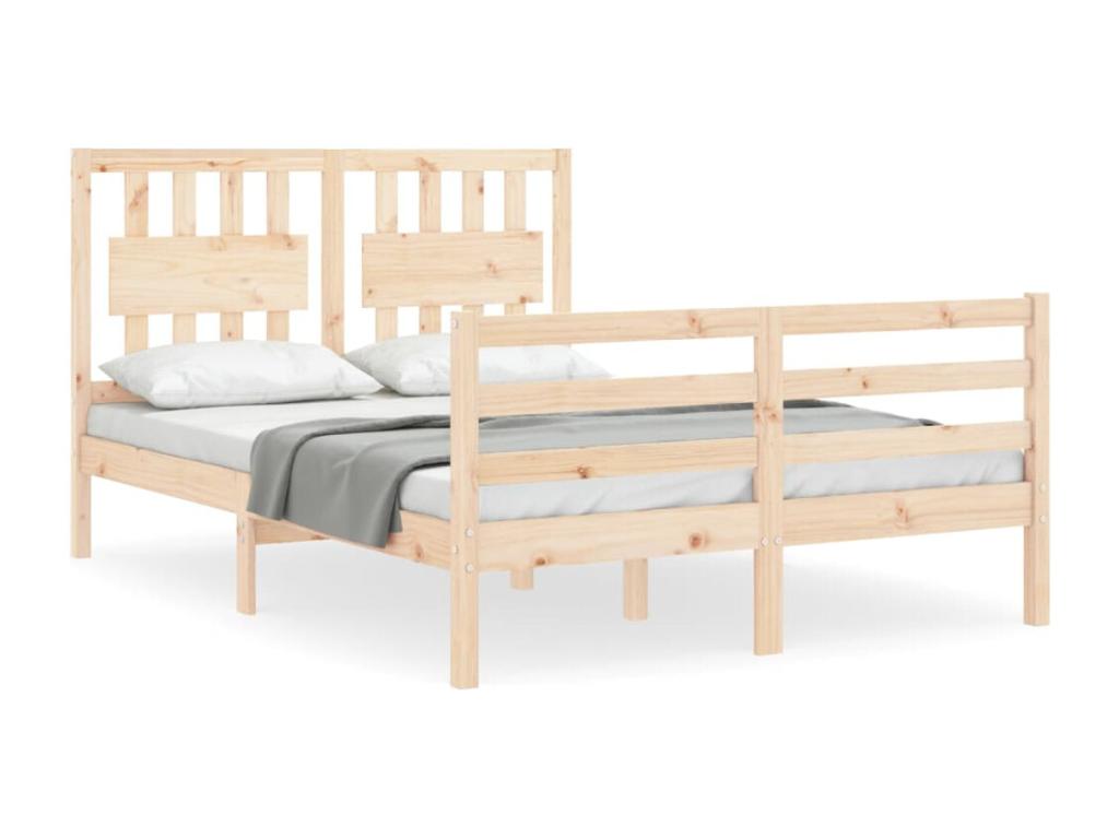 Bed frame with headboard 140x190 solid wood