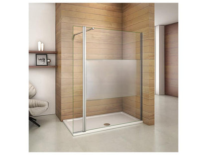 Walk-in shower enclosure with frosted glass center, 90 x 40 x 200 cm, with pivoting return and 73-120 cm support bar, PHKQ29131