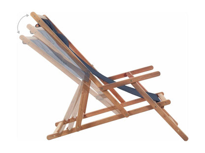 Folding beach chair, fabric and wooden frame, blue, ICVH42748