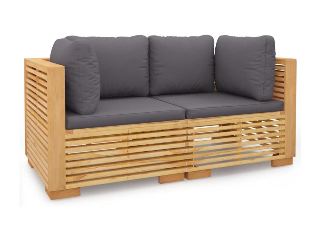 Garden corner sofas and cushions, 2 pcs, solid teak wood BCGJ15345