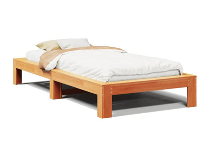 Bed frame without mattress brown wax 90x190 cm solid pine wood ZQPN75405