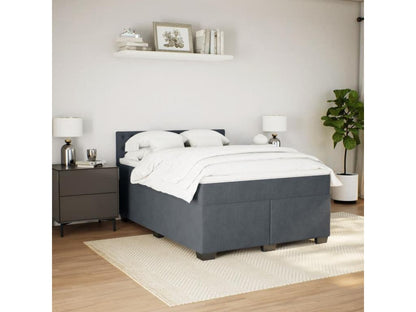 Meublori bed base and mattress, dark grey, 140x200cm, velvet