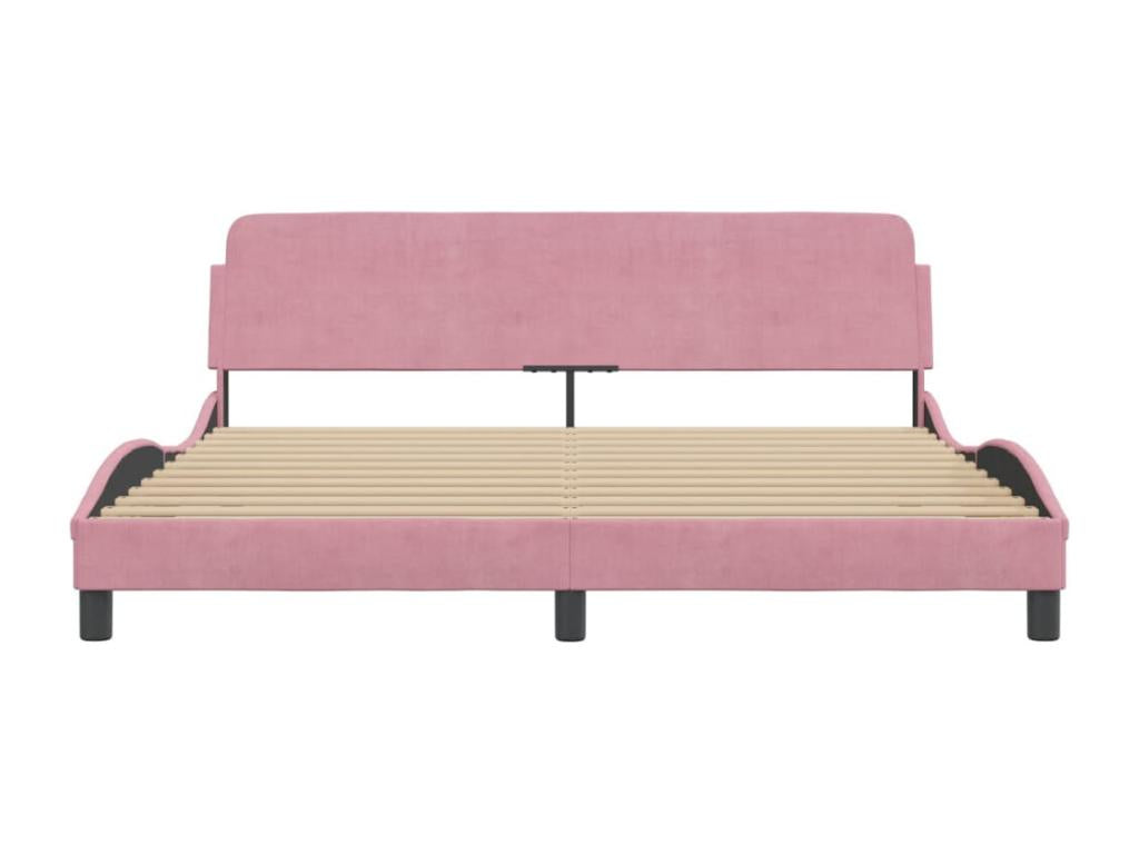 Bed frame and headboard without mattress, pink, 180x200cm, velvet, VLNQ63728