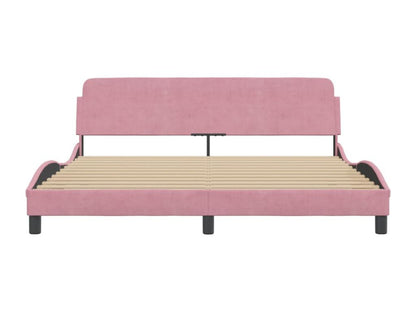 Bed frame and headboard without mattress, pink, 180x200cm, velvet, VLNQ63728