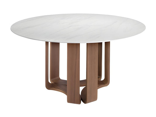 Round dining table with marble and porcelain top, 1137 Meublori