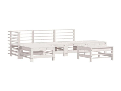 6-piece garden furniture set with cushions, white, solid wood