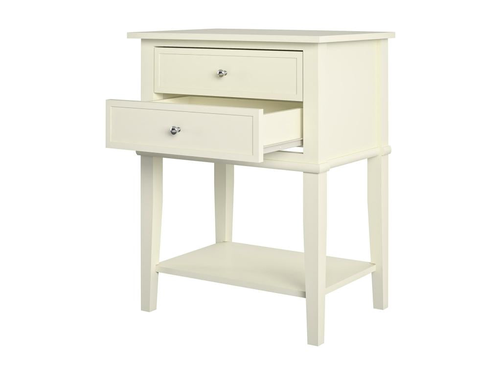 Meublori - Table with 2 drawers in white MDF