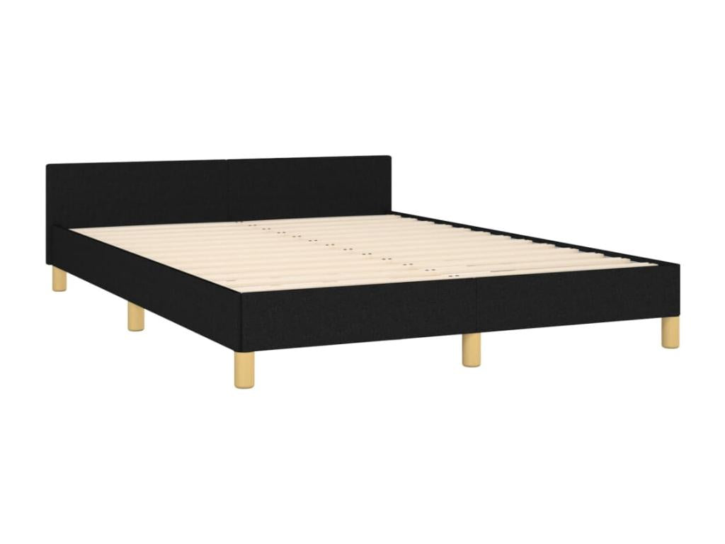 Black bed frame without mattress, 140x200 cm, fabric