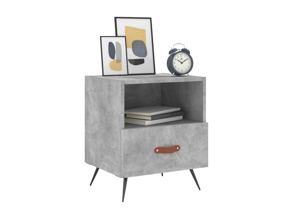 2-piece bedside tables, concrete grey, 40x35x47.5cm, engineered wood ZSEM28672