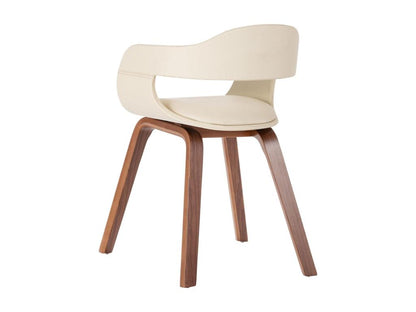 Dining chair, white, bent wood and faux leather, DHHS31984