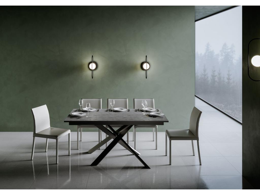 Ganty Anthracite Extendable Table 90x160/220 cm, Spatula Finish, Anthracite Edge Band, Anthracite Frame