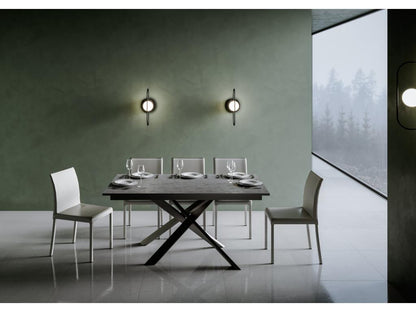 Ganty Anthracite Extendable Table 90x160/220 cm, Spatula Finish, Anthracite Edge Band, Anthracite Frame