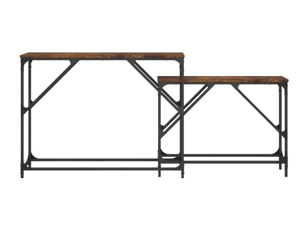 Nesting console tables, 2 pieces, smoked oak, engineered wood