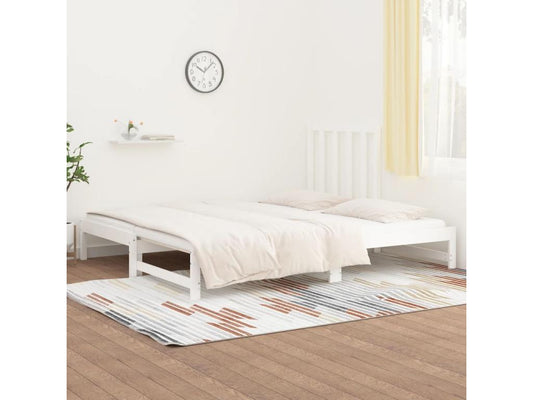 White Sliding Bed 2x 90x190 cm Solid Pine Wood USWG28902