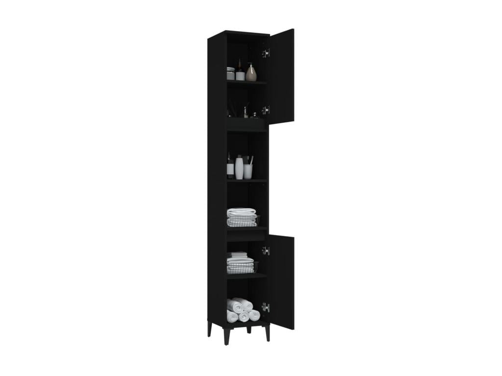 Black bathroom cabinet 30x30x190 engineered wood