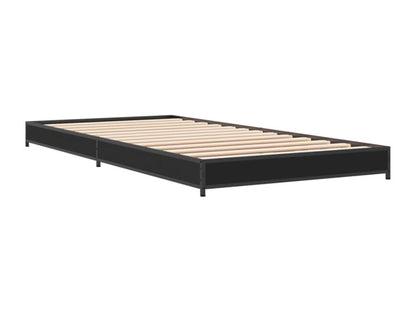Black bed frame 90x200 engineered wood and metal PSFE45496