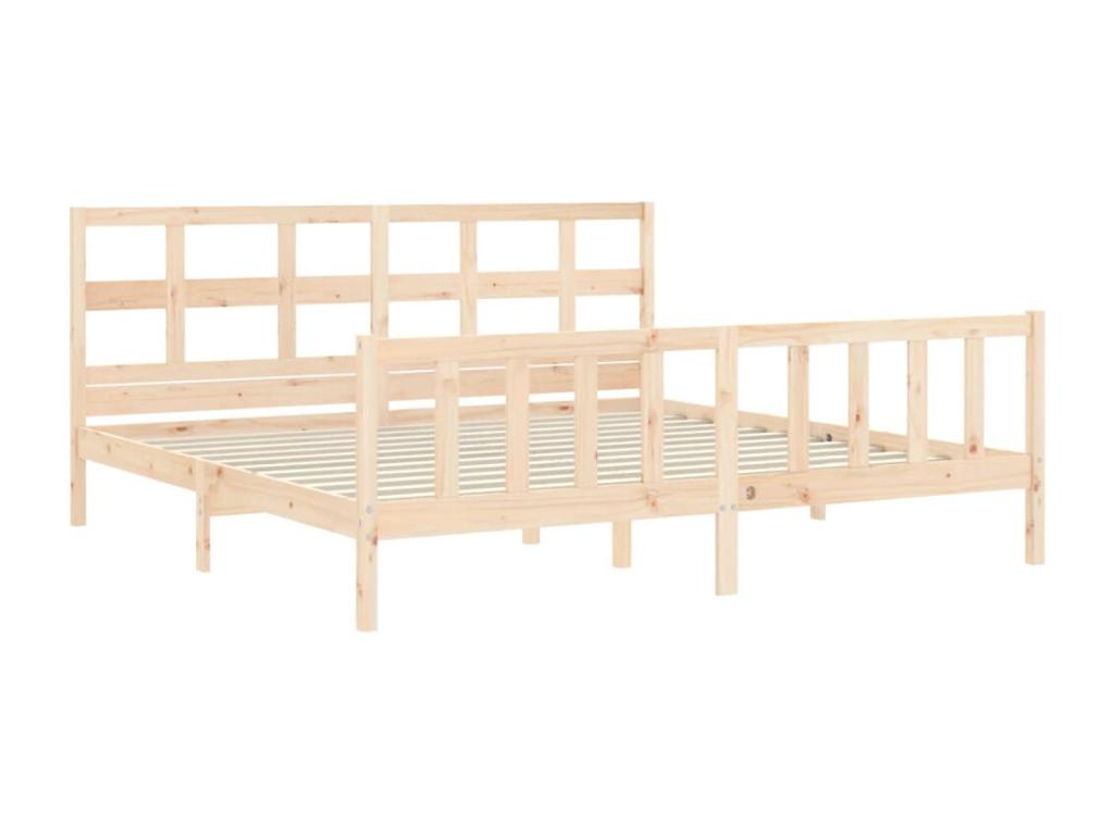 Bed frame with headboard 200x200 cm solid wood PULO88682
