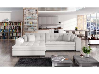Laviecasa 295cm KRLS27305 4-seater left-hand corner sofa bed in white faux leather