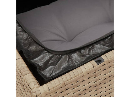 10-piece garden furniture set and cushions, beige woven resin.