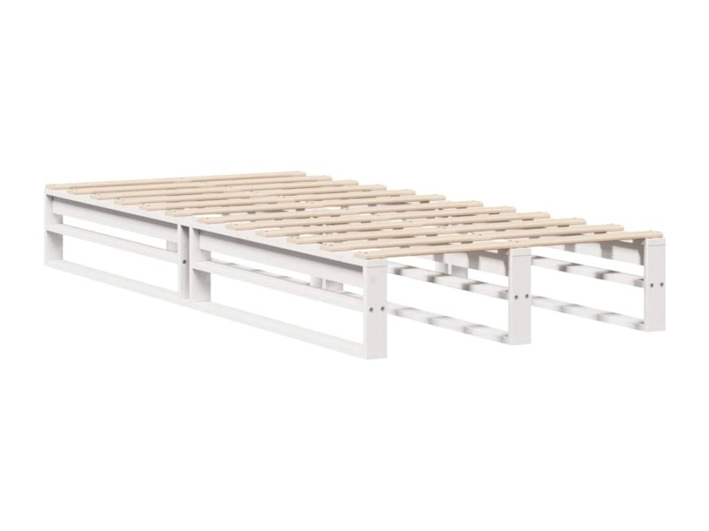 Bed frame without white mattress 75x190 cm solid pine wood