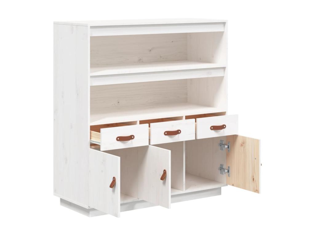 White high sideboard 100x40x108.5 cm Solid pine wood