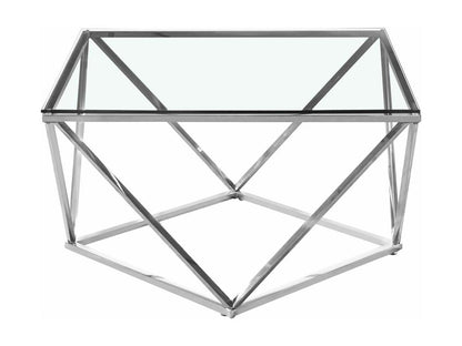 Meublori 80cm Silver Glass Designer Coffee Table