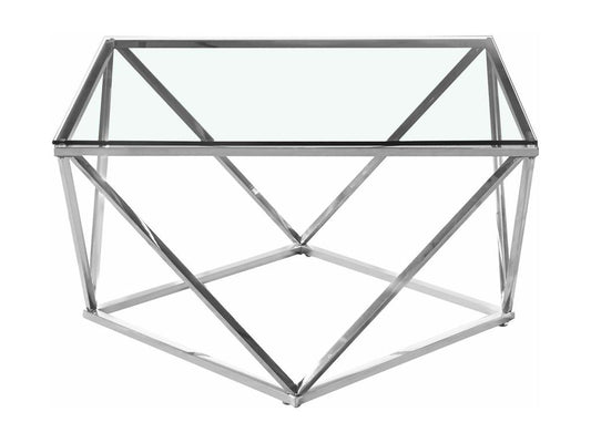 Meublori 80cm Silver Glass Designer Coffee Table