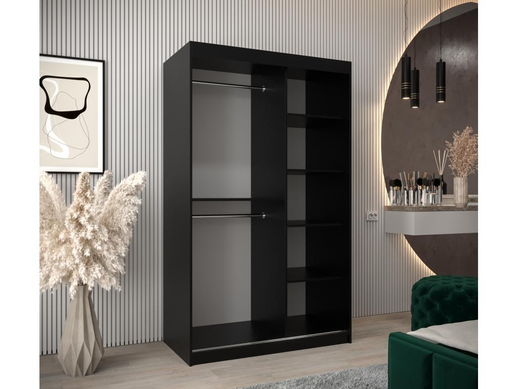 Meublori 3 Sliding Door Wardrobe 200/120/62 2 Doors Black