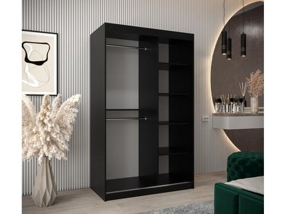 Meublori 3 Sliding Door Wardrobe 200/120/62 2 Doors Black