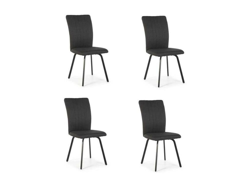 Set of four chairs in dark grey fabric - Meublori