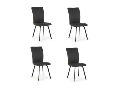 Set of four chairs in dark grey fabric - Meublori