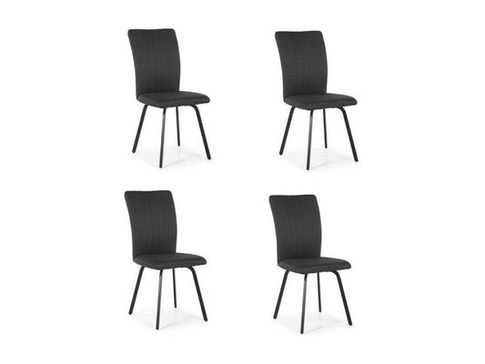 Set of four chairs in dark grey fabric - Meublori